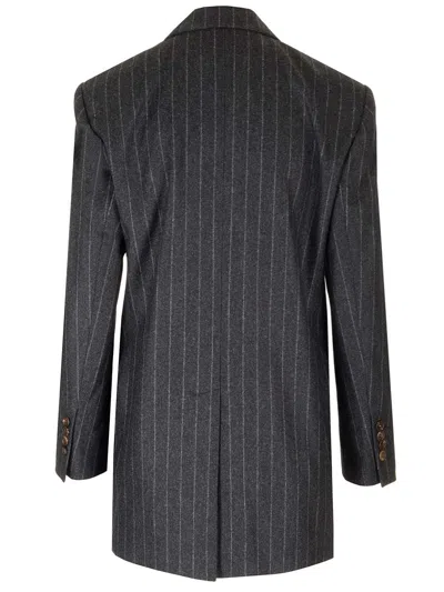 Brunello Cucinelli Pinstripe Blazer Jackets Grey