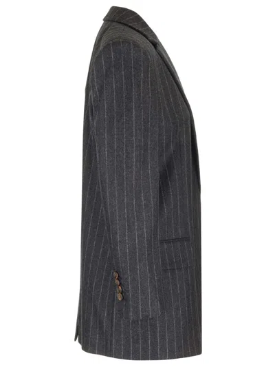 Brunello Cucinelli Pinstripe Blazer Jackets Grey