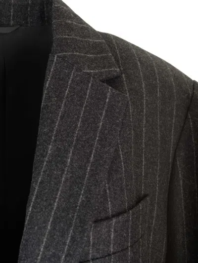 Brunello Cucinelli Pinstripe Blazer Jackets Grey