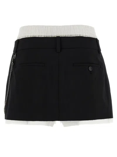 Alexander Wang Pre-styled Pleated W/chain Bermuda And Short White/black