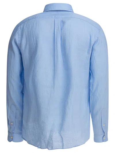 Polo Ralph Lauren Slim Fit Striped Shirt With Button-down Collar In Blue