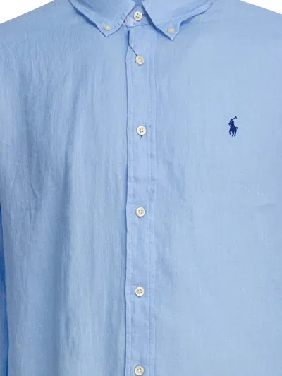 Polo Ralph Lauren Slim Fit Striped Shirt With Button-down Collar In Blue