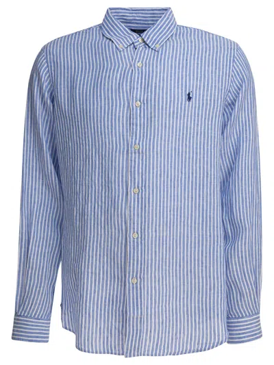 Polo Ralph Lauren Striped Button-down Collar Long Sleeves Shirt In Blue