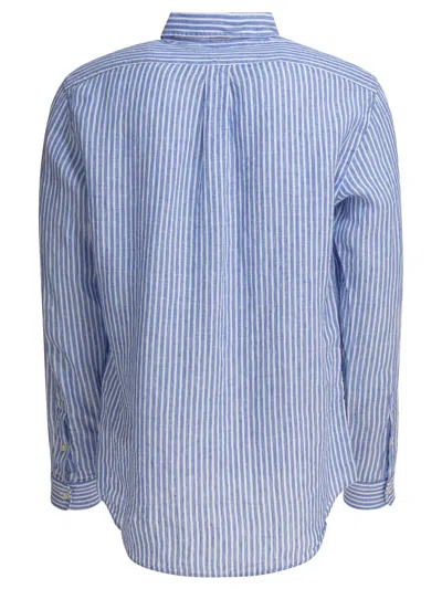 Polo Ralph Lauren Striped Button-down Collar Long Sleeves Shirt In Blue