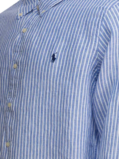 Polo Ralph Lauren Striped Button-down Collar Long Sleeves Shirt In Blue