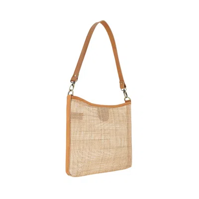 Ohsun Women's Brown / Neutrals Mia Mesh Rattan & Leather Shoulder Bag - Caramel