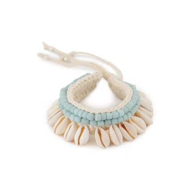 Ohsun Women's Blue / Neutrals Bene Cowrie Shell & Beaded Macrame Bracelet - Blue