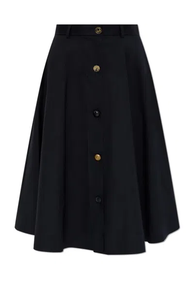 Moschino A-line Black Skirt With Button-down Front In Black