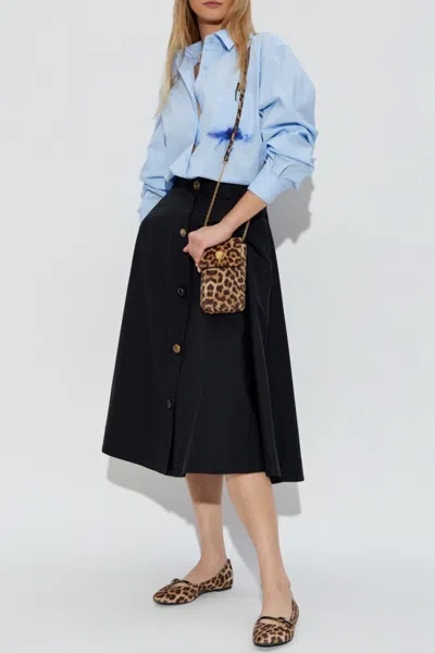 Moschino A-line Black Skirt With Button-down Front In Black