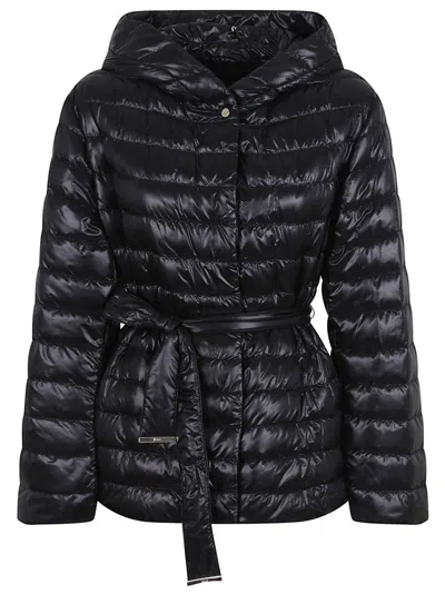 Herno Quilted Black Down Jacket With Fitted Silhouette In Black