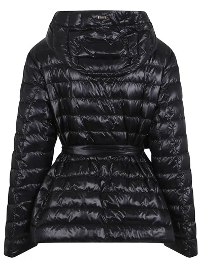 Herno Quilted Black Down Jacket With Fitted Silhouette In Black
