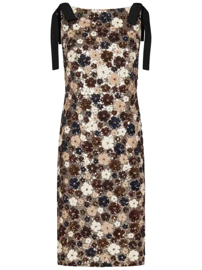 N°21 Fitted Evening Dress With Floral Sequin Pattern In Multi