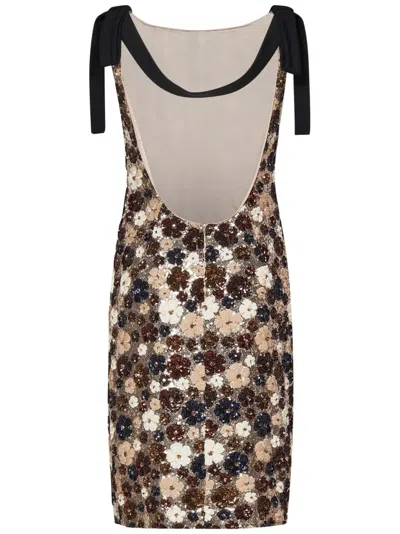 N°21 Fitted Evening Dress With Floral Sequin Pattern In Multi
