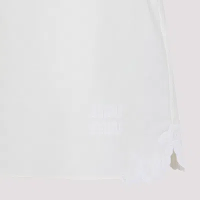Miu Miu Linen-cotton Blend Skirt With Embroidered Hem Detail In White