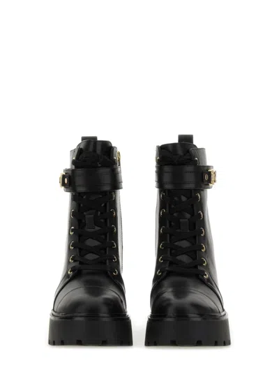Michael Michael Kors Lace-up Black Cow Leather Platform Boots
