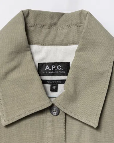Apc A.p.c. A-line Dress With Front Button Placket In Green