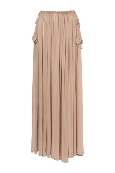Philosophy Di Lorenzo Serafini Beige Maxi Skirt With Gathered Waist In Neutral