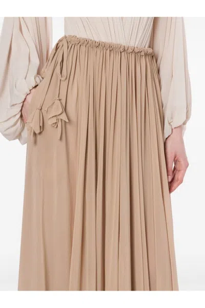 Philosophy Di Lorenzo Serafini Beige Maxi Skirt With Gathered Waist In Neutral
