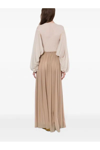 Philosophy Di Lorenzo Serafini Beige Maxi Skirt With Gathered Waist In Neutral