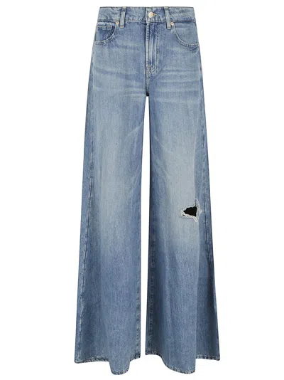 7 For All Mankind Wide-leg Light Wash Denim Jeans In Blue