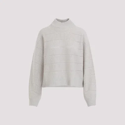 Brunello Cucinelli Textured High Neck Cashmere-wool Blend Sweater