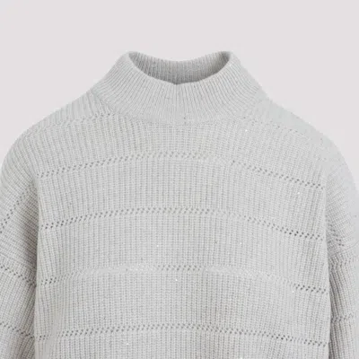 Brunello Cucinelli Textured High Neck Cashmere-wool Blend Sweater