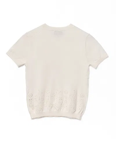 Apc A.p.c. Embroidered Round Neck Top With Cashmere Blend In White