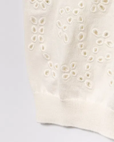 Apc A.p.c. Embroidered Round Neck Top With Cashmere Blend In White