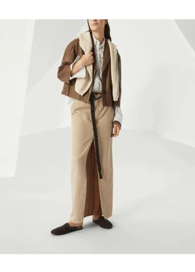 Brunello Cucinelli Long-sleeve Shirt With Vertical Stripes And Contrasting Cuffs