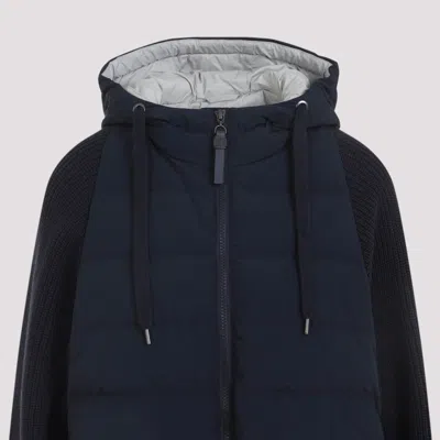 Brunello Cucinelli Quilted Black Jacket With Textured Sleeves
