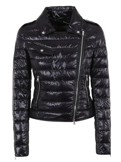 Herno Lightweight Biker Jacket With Diagonal Zip Closure In Black