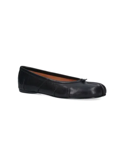 Maison Margiela Black Leather Tabi Ballerinas With Signature Detailing
