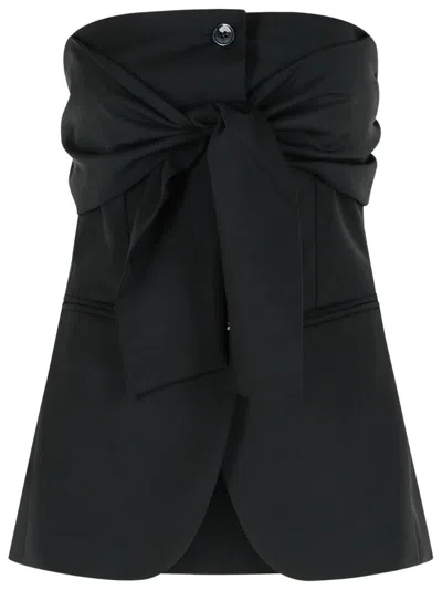 Max Mara Veruska' Black Virgin Wool Bustier Top
