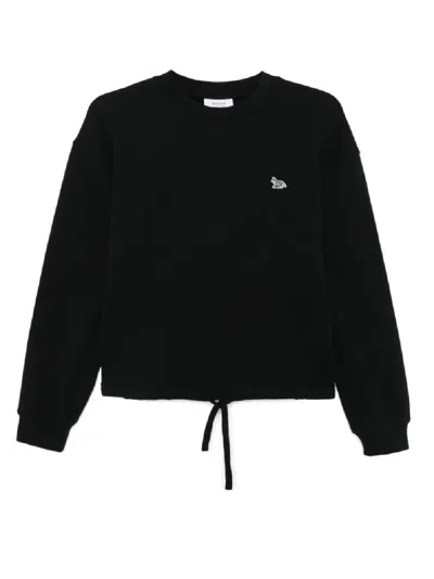 Maison Kitsuné Baby Fox Patch Drawstring Comfort Sweatshirt In Black