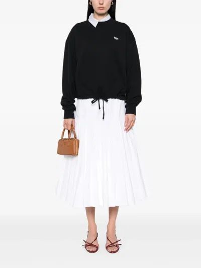 Maison Kitsuné Baby Fox Patch Drawstring Comfort Sweatshirt In Black