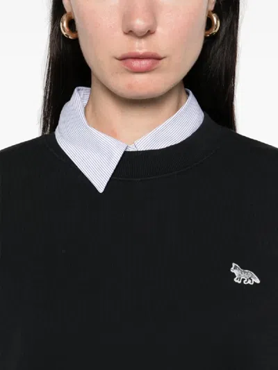 Maison Kitsuné Baby Fox Patch Drawstring Comfort Sweatshirt In Black