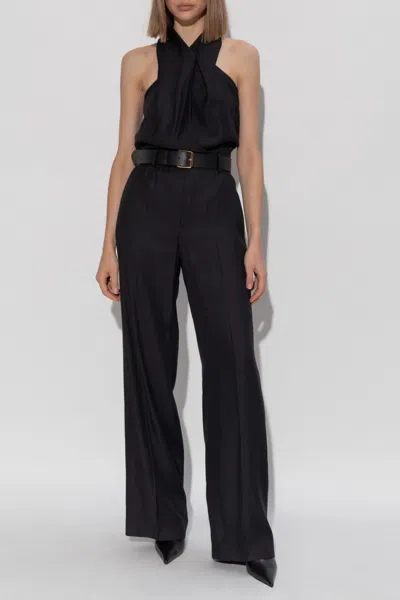 Moschino Halter Neck Jumpsuit With Fitted Bodice In Black