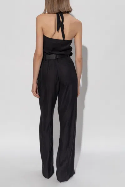 Moschino Halter Neck Jumpsuit With Fitted Bodice In Black