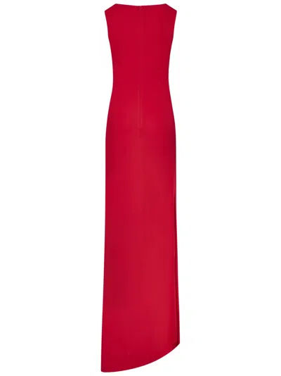 Monot Long Red Crepe Sleeveless Dress In Red