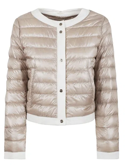Herno Quilted Jacket With Contrast Trim And Long Sleeves In Gray