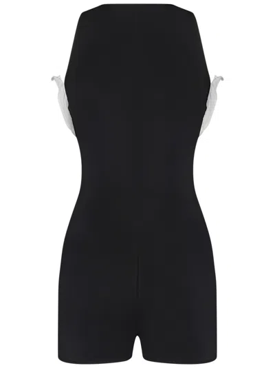 Nensi Dojaka Black Jumpsuit With 3d Floral Appliqués