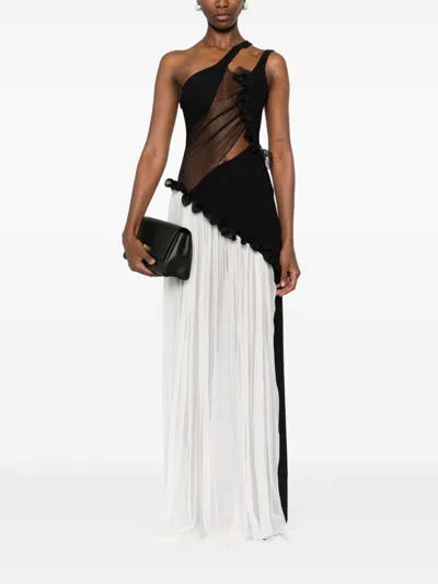 Nensi Dojaka Maxi Dress With Contrasting Tulle Panels