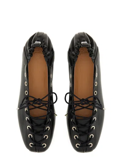 Ganni Lace-up Ballet Flat