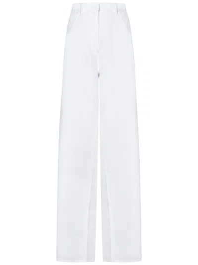 N°21 High-waisted Wide Leg Trousers In Linen Blend