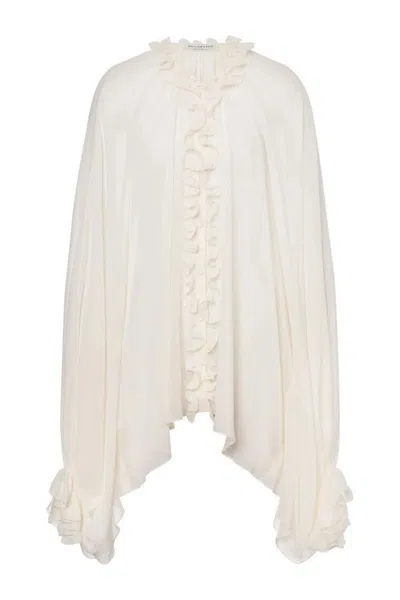 Philosophy Di Lorenzo Serafini Silk-acetate Blend Top With Ruffled Front In White