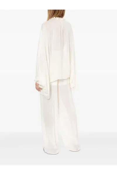 Philosophy Di Lorenzo Serafini Silk-acetate Blend Top With Ruffled Front In White