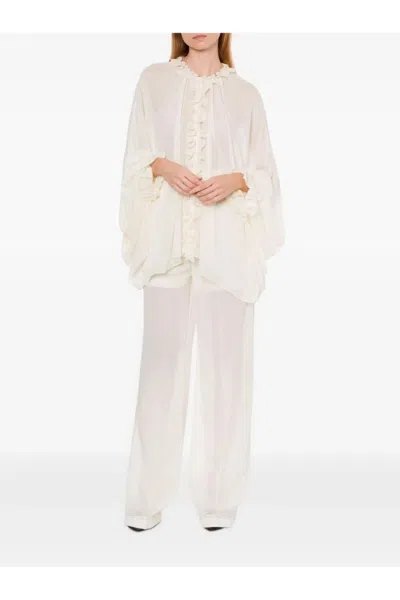 Philosophy Di Lorenzo Serafini Silk-acetate Blend Top With Ruffled Front In White