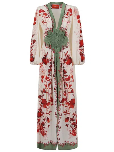 La Doublej La Double J Maxi Dress In Green Silk In Gray