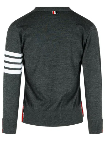 Thom Browne 4bar' Dark Grey Virgin Wool Cardigan In Gray