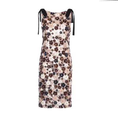 N°21 Fitted Evening Dress With Floral Sequin Pattern In Multi